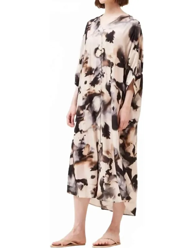 Swirl Print Kaftan Tunic Dress