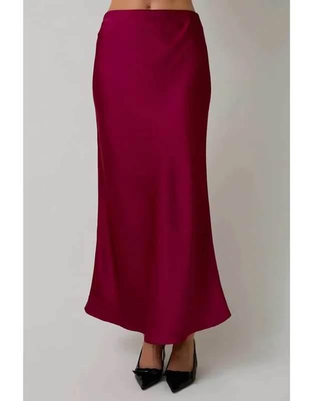 Bias Cut Satin Midi Skirt