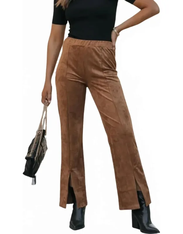 Front Slit Suede Pants