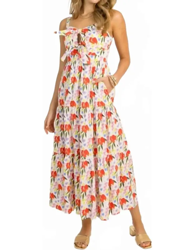 Floral Tie Front Midi Dress