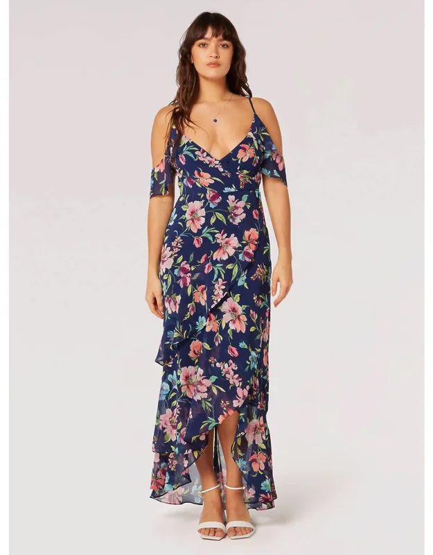 Watercolour Floral Chiffon Maxi Dress