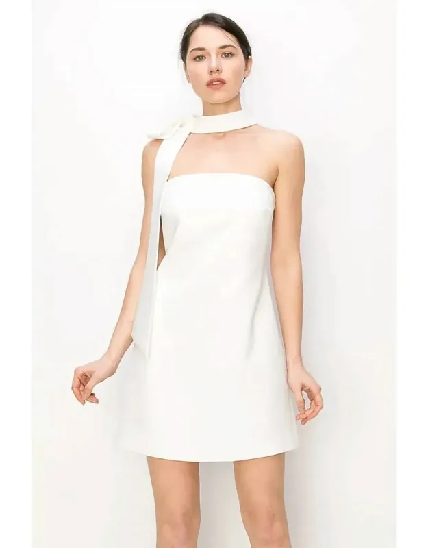 Strapless Self Choker Mini Dress