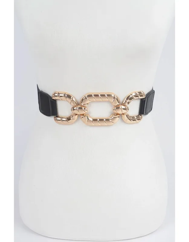 Trendy Metal Buckle Elastic Belt - Flexible And Comfortable Fit, Stylish Waist-defining Design
