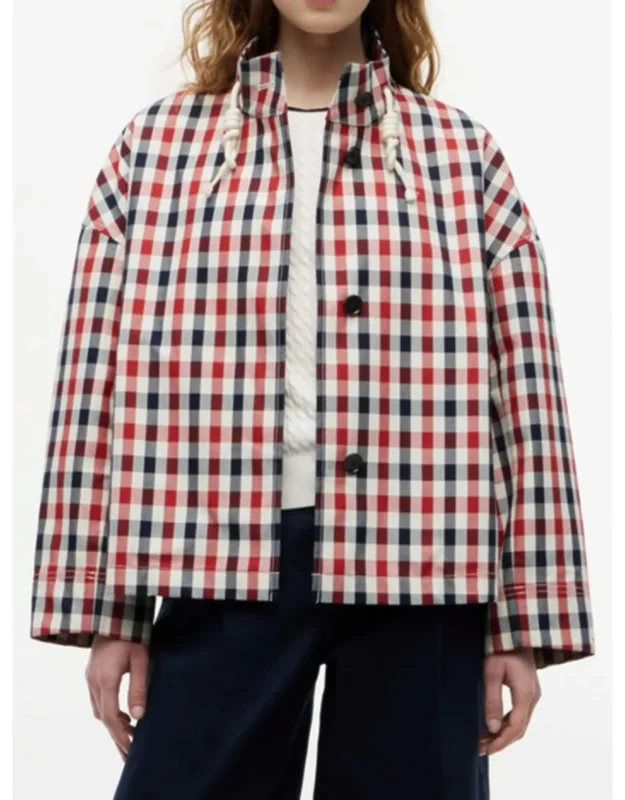 Check Cotton Short Parka