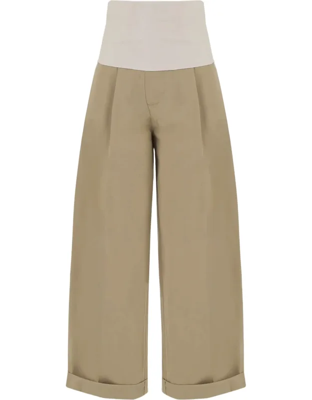 Wide-leg Cropped Cotton Pants