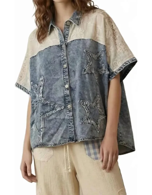 Mixed Media Denim Star Shirt