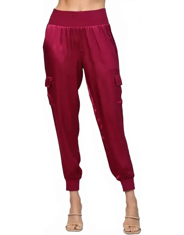 Satin Cargo Jogger Pants