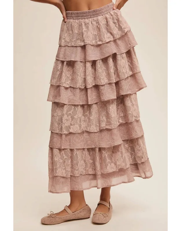 Lace Tiered Maxi Skirt