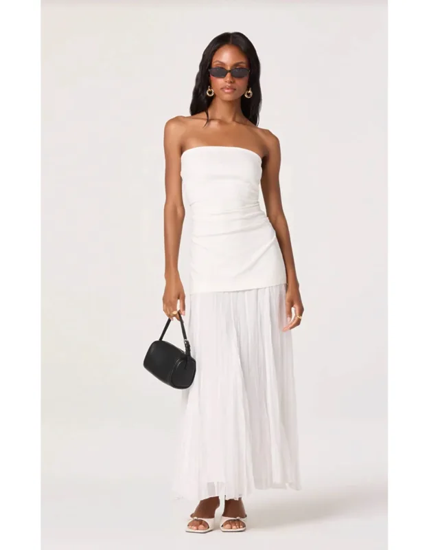 Mixed Media Strapless Maxi Dress