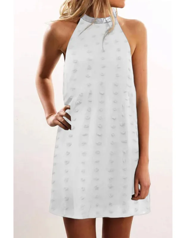 Textured Halter Neck Shift Dress