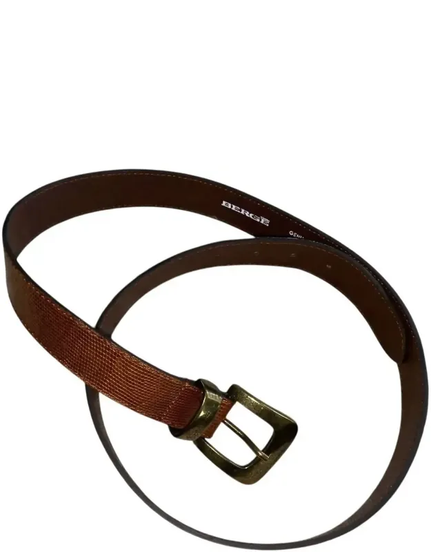 Skinny Leather Belt With Bronze Links
