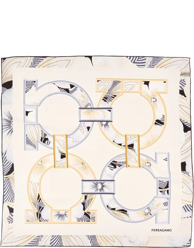 Gancini Print Silk Scarf