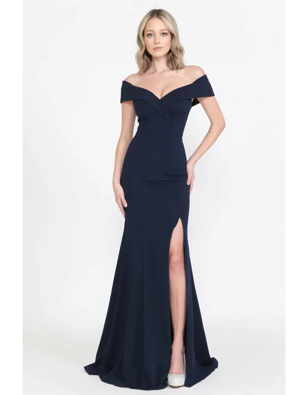 Simple Off Shoulder Bridesmaid Prom Long Dress
