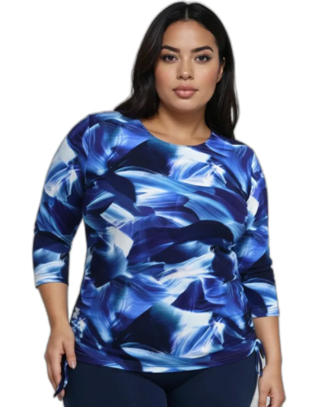 Plus 3/4 Sleeve Rash Guard Swim Top