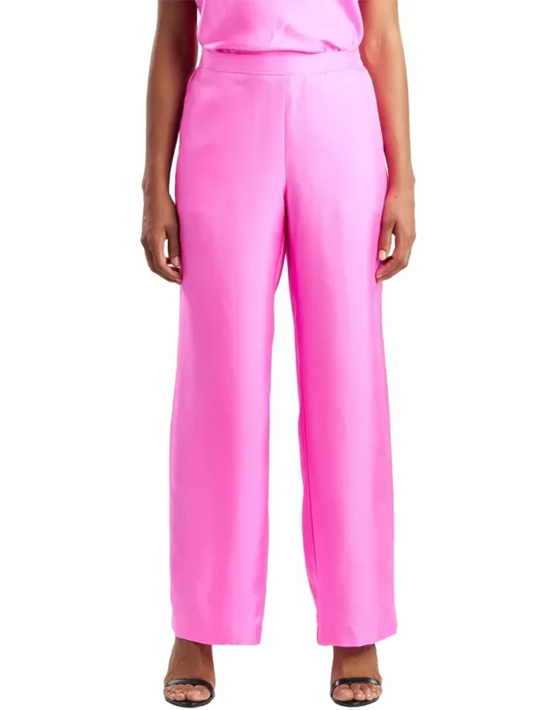Silk Twill Straight Leg Pants