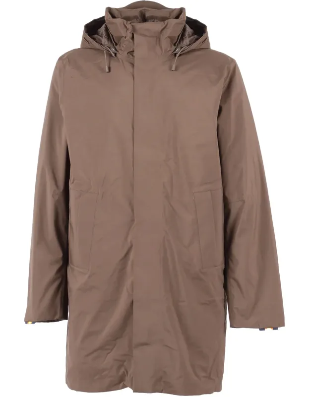 Mid-length Padded Jacket With Adjustable Hood And Concealed Closure