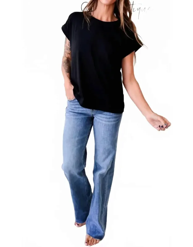 Mid Rise Straight Jeans