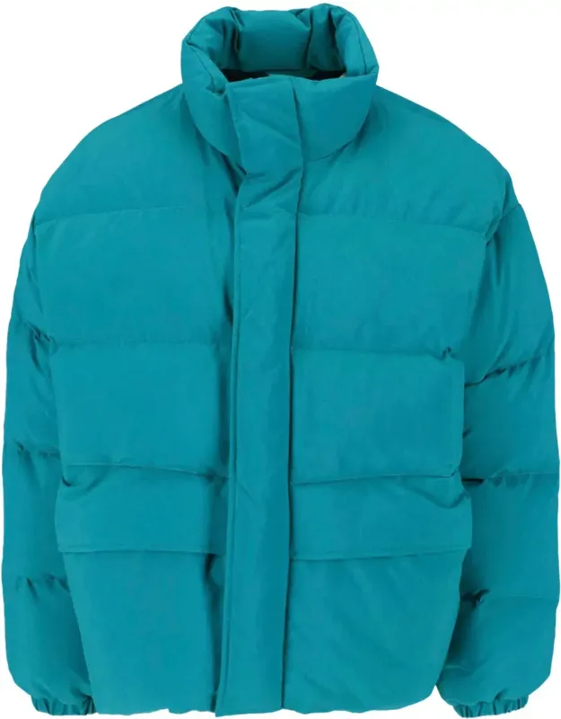 Boxy Cropped Padded Jacket With High Collar And Snap Buttons