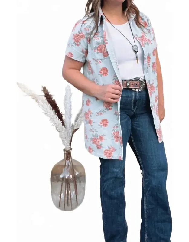 Floral Denim Shirt Dress
