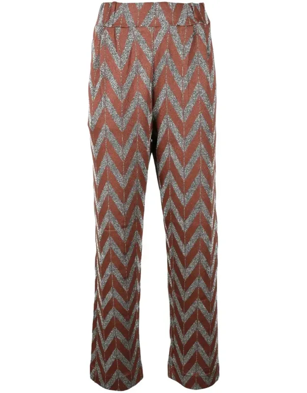Metallic Chevron Pattern Trousers