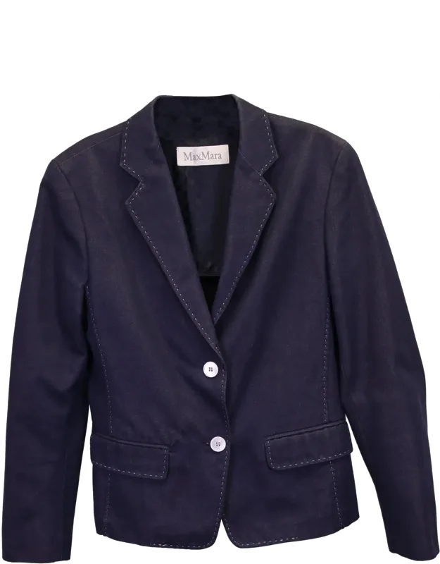 Contrast Stitch Denim Blazer