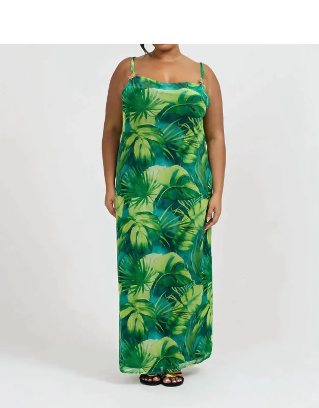 Palm Print Maxi Dress