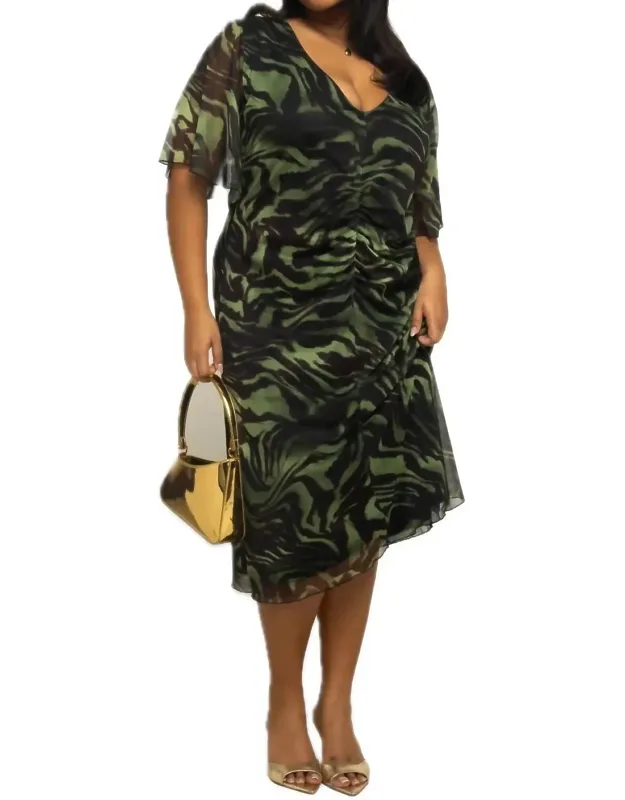 Zebra Print Midi Dress
