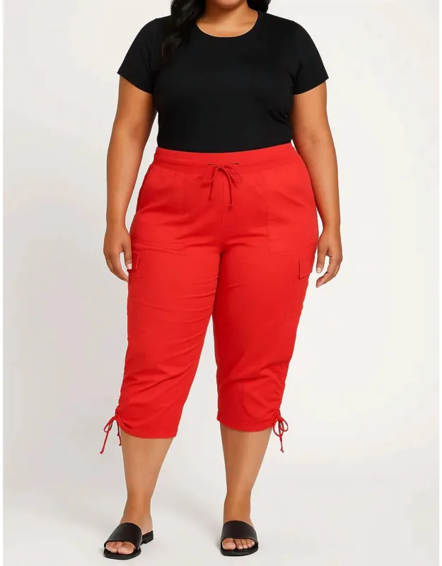 Cargo Drawstring Capri Pants