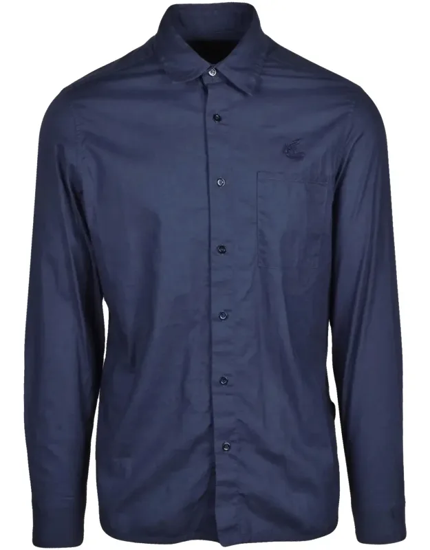 Classic Button-up Cotton Shirt With Embroidered Detailing