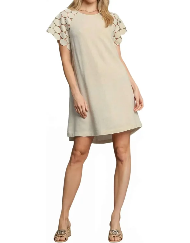 Geometric Sleeve Midi Linen Dress