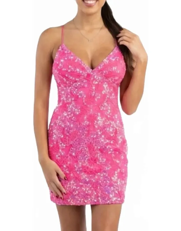 Sequin Embellished Lace Back Dress