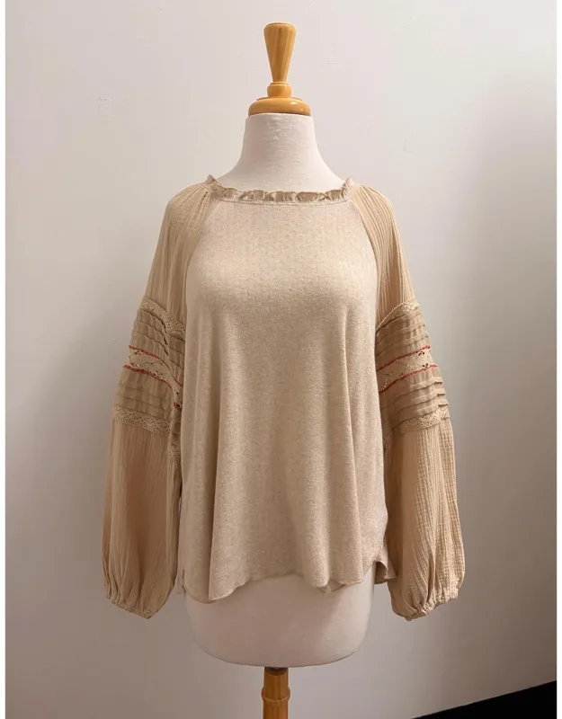 Cotton Gauze Mix Long Sleeve Shirt
