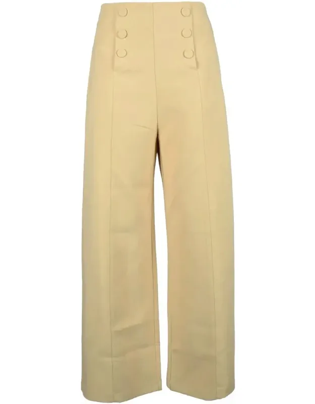 Wide-leg Trousers With High Waist And Button Details