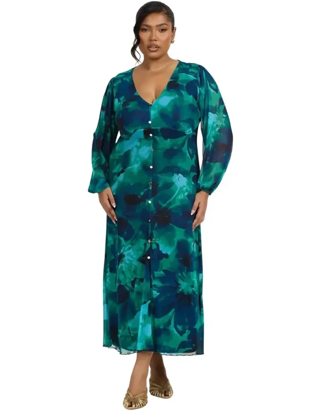 Abstract Floral Midi Dress