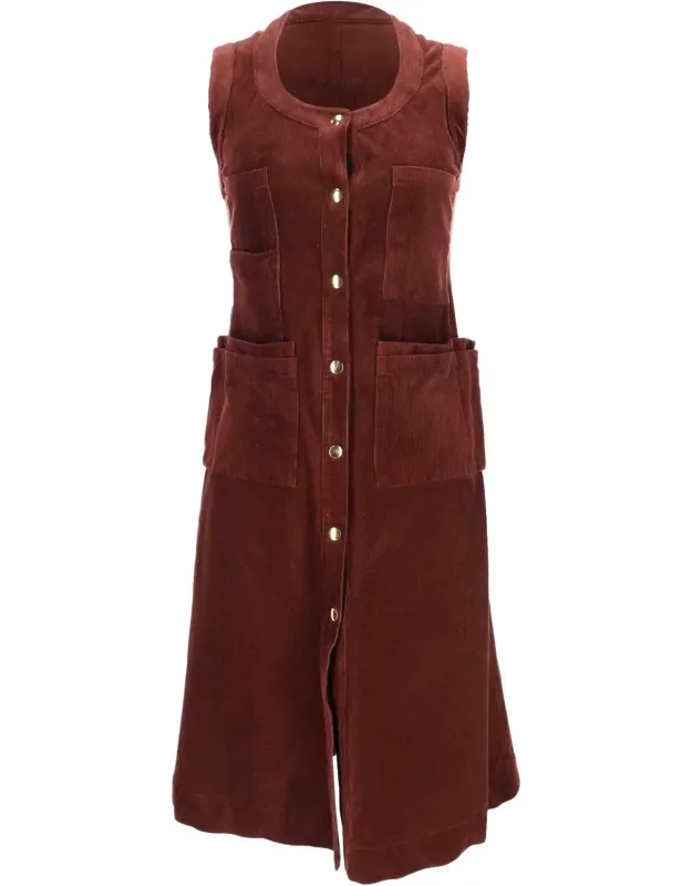 Button-down Sleeveless Midi Dress