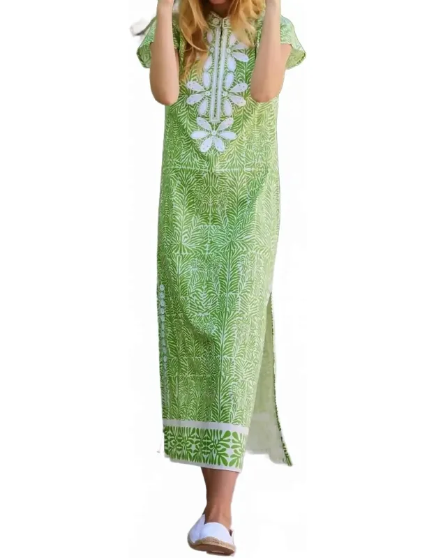 Printed Cotton Caftan Dress