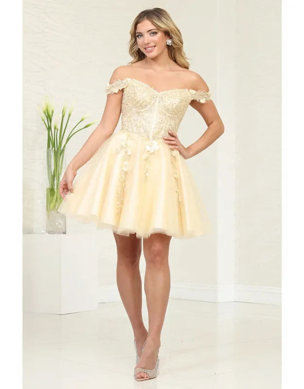 Floral Lace Off Shoulder Bridesmaid Dress