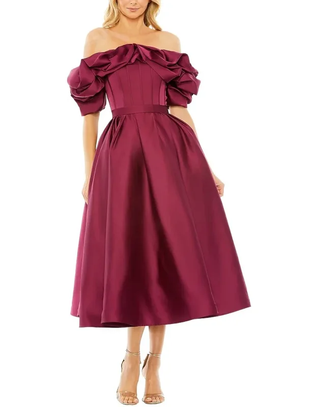 Off The Shoulder Tea Length Dress
