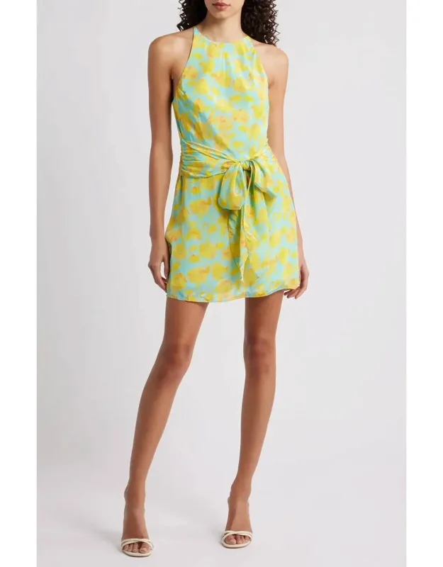 Floral Print Tie Waist Mini Dress