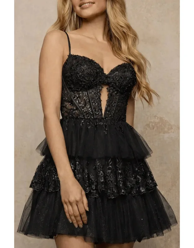 Sequin Lace A-line Cocktail Dress