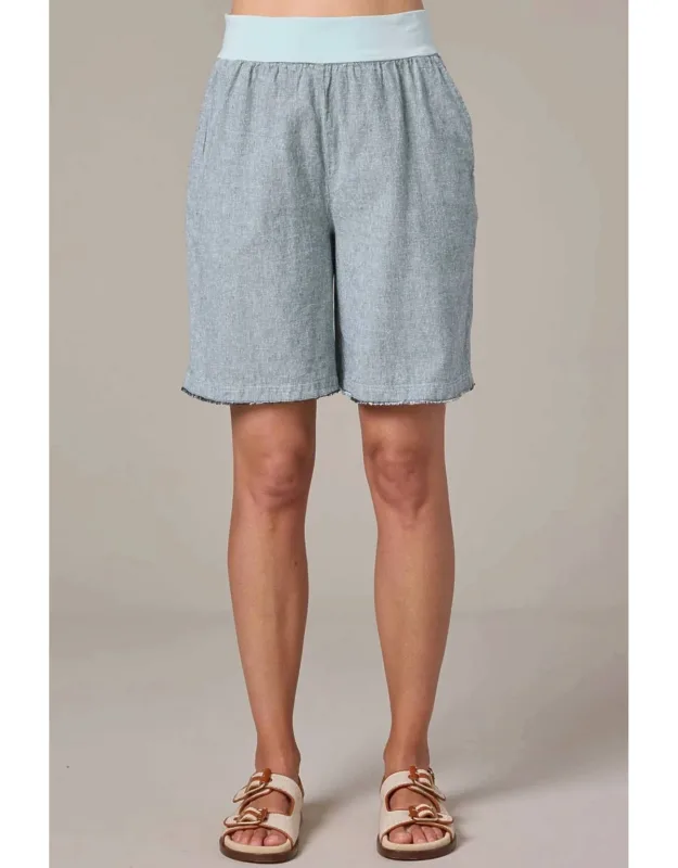 Crosshatch Pull-on Frayed Shorts
