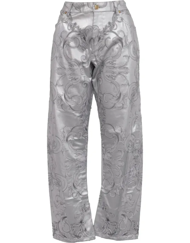 Baroque-print Barrel Jeans