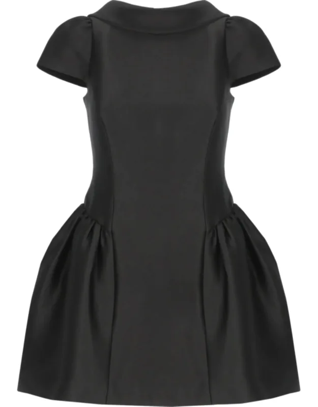Taffeta Collared Midi Dress