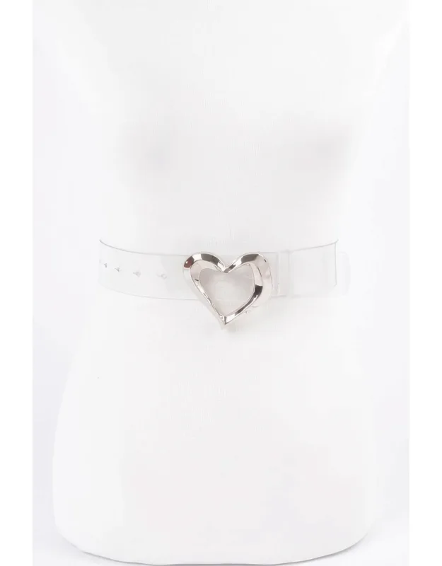 Heart Shape Metal Buckle Clear Belt - Romantic Heart-shaped Buckle, Modern Minimalist Design