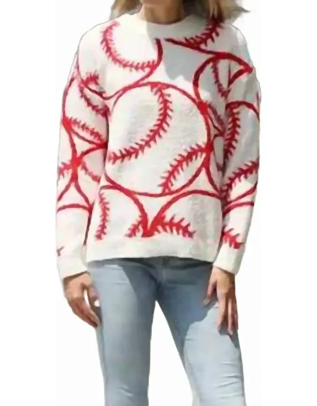 Baseball Jacquard Cozy Crew Neck Sweater