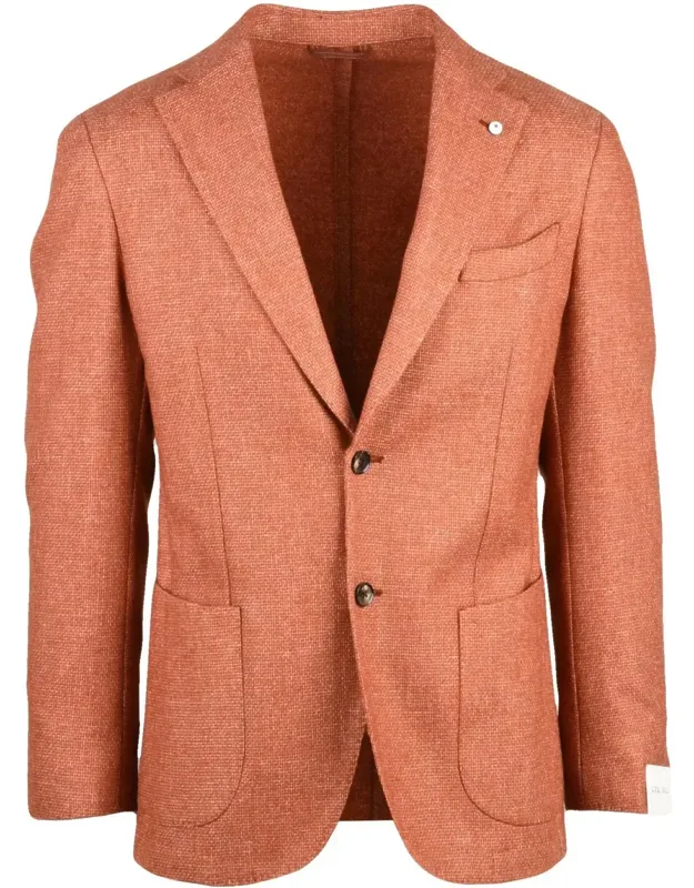 Rounded Wool-blend Jacket With Button Closure
