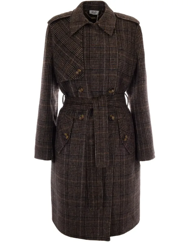 Classic Camel Check Long Coat