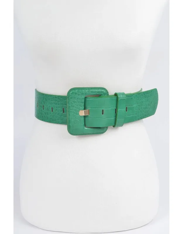 Faux Croc Leather Waist Belt