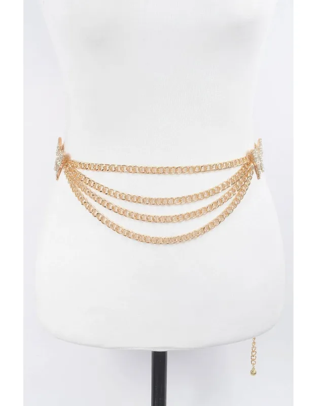 Butterfly Buckle Layered Chain Belt