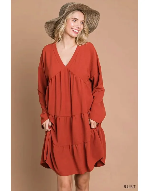Air Flow V Neck Tiered Dress